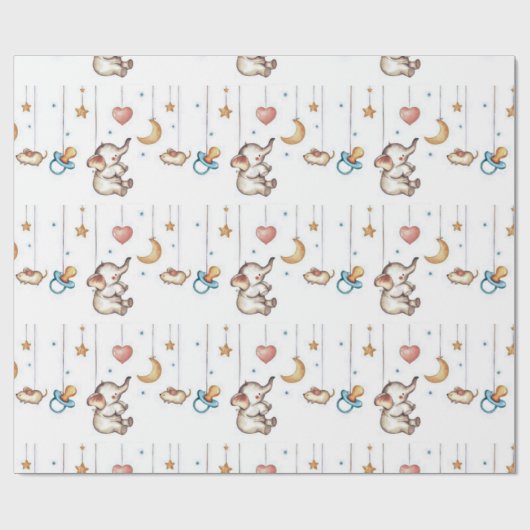 Niedlicher Elefant Geschenkpapier (Flach)