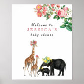 Niedlicher Elefant & Giraffe Kinderdusche Begrüßun Poster (Vorne)
