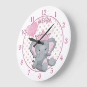 Niedlicher Elefant Girl Prinzessin Großuhr Große Wanduhr (Winkel)