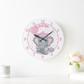 Niedlicher Elefant Girl Prinzessin Großuhr Große Wanduhr (Zuhause)