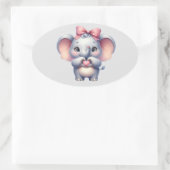 Niedlicher Elefant Giving Heart - Ovaler Aufkleber (Tasche)