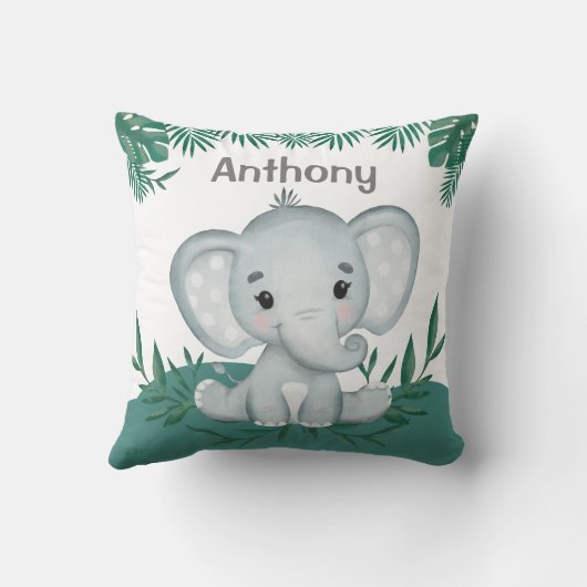 Niedlicher Elefant Grünname Kinder Kissen (Rückseite)
