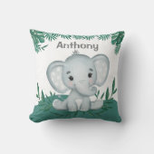 Niedlicher Elefant Grünname Kinder Kissen (Vorderseite)