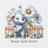 Niedlicher Elefant hinzufügen Quadratischer Aufkleber (Vorderseite)
