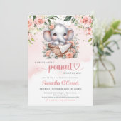 Niedlicher Elefant im Blumenkorb, bohrosa Rose Einladung (Stehend Vorderseite)