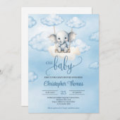 Niedlicher Elefant im Himmelsjunge Einladung (Vorne/Hinten)