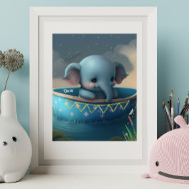 Niedlicher Elefant im Kinderzimmer Personalisierte Poster