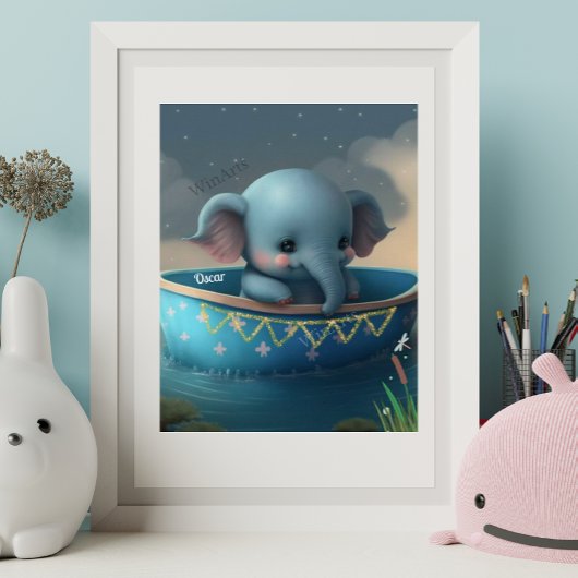 Niedlicher Elefant im Kinderzimmer Personalisierte Poster