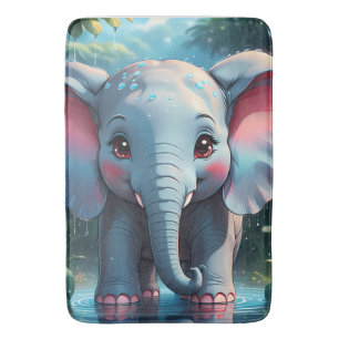 Niedlicher Elefant im Regen Badematte