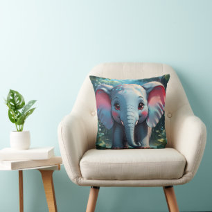 Niedlicher Elefant im Regen Kissen