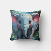 Niedlicher Elefant im Regen Kissen (Vorderseite)