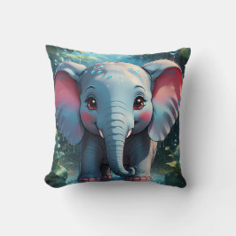 Niedlicher Elefant im Regen Kissen