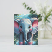 Niedlicher Elefant im Regen Postkarte (Stehend Vorderseite)