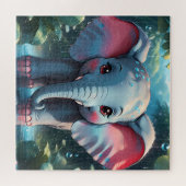 Niedlicher Elefant im Regen Puzzle (Horizontal)