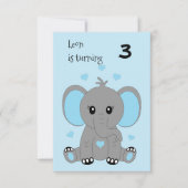 Niedlicher Elefant in Blau, Geburtstag von Jungen Einladung (Vorderseite)