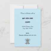 Niedlicher Elefant in Blau, Geburtstag von Jungen Einladung (Rückseite)