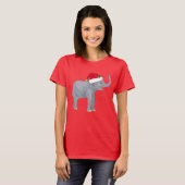 Niedlicher Elefant in der Weihnachtsmannmütze Weih T-Shirt (Vorne ganz)