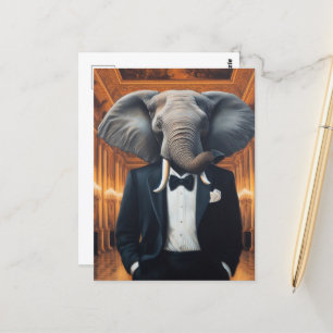 Niedlicher Elefant in einem Tux Postkarte