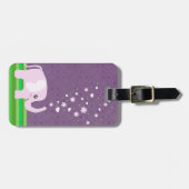 Niedlicher Elefant in girly rosa u. lila Gepäckanhänger (Vorderseite horizontal)