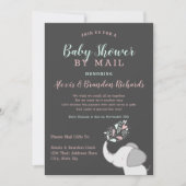 Niedlicher Elefant in Pink & Mint Babydusche per M Einladung (Vorderseite)