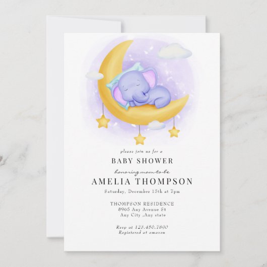 Niedlicher Elefant | Kinderdusche Einladung (Vorderseite)