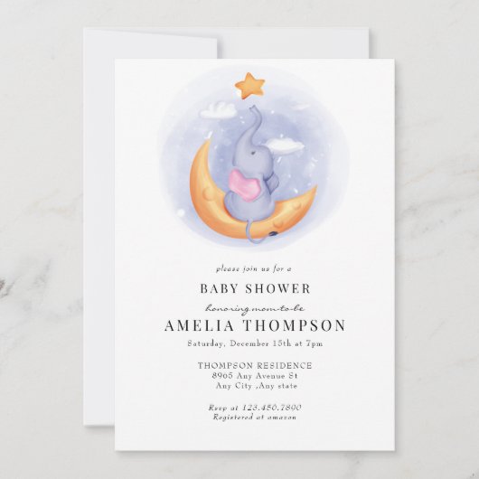 Niedlicher Elefant | Kinderdusche Einladung (Vorderseite)