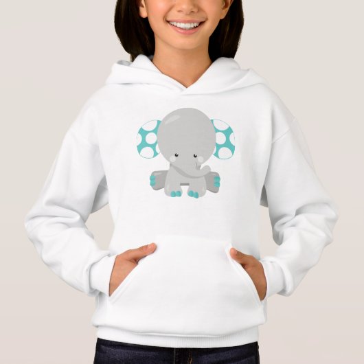 Niedlicher Elefant, Kleiner Elefant - Blau Grau Hoodie (Vorderseite)