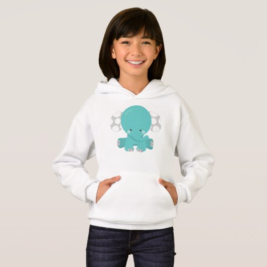 Niedlicher Elefant, kleiner Elefant, blauer Elefan Hoodie (Vorne ganz)