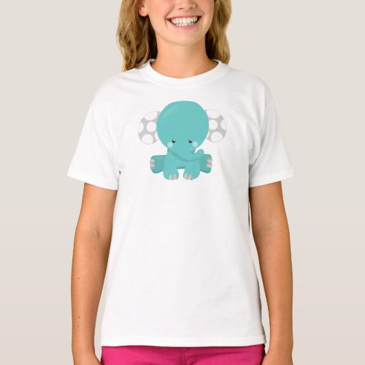Niedlicher Elefant, kleiner Elefant, blauer Elefan T-Shirt (Vorderseite)