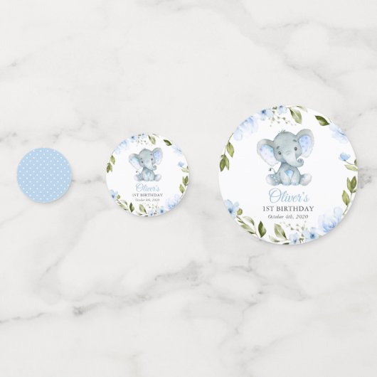 Niedlicher Elefant, kleiner Elefant, erster Geburt Konfetti (Rückseiten)