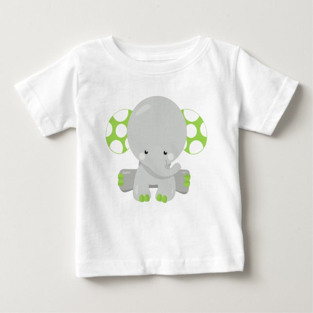 Niedlicher Elefant, Kleiner Elefant - Grün grau Baby T-shirt (Vorderseite)