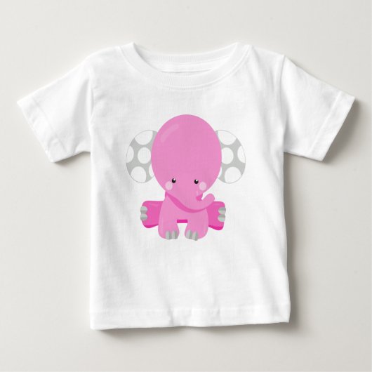 Niedlicher Elefant, kleiner Elefant, rosa Elefant Baby T-shirt (Vorderseite)