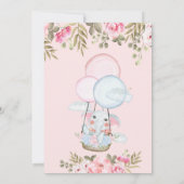 Niedlicher Elefant, Luftballon Blumenbaby-Dusche Einladung (Rückseite)