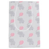 Niedlicher Elefant mit Ballon | Baby Girl Mittlere Geschenktüte (Vorderseite)