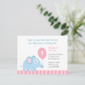 Niedlicher Elefant mit Ballon Kinder Erster Geburt Einladung (Stehend Vorderseite)