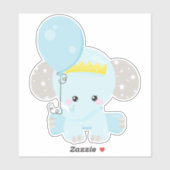 Niedlicher Elefant mit Ballon, Krone, Sternen Aufkleber (Blatt)