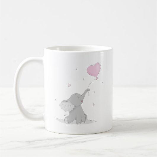 Niedlicher Elefant mit Balloon Baby Dusche Kaffeetasse (Links)