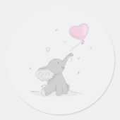 Niedlicher Elefant mit Balloon Baby Dusche Runder Aufkleber (Vorderseite)