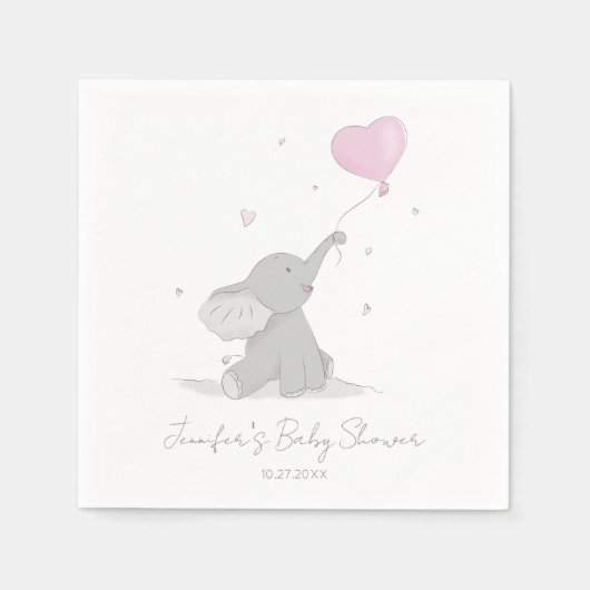 Niedlicher Elefant mit Balloon Baby Dusche Serviette (Vorderseite)