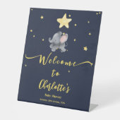 Niedlicher Elefant mit Balloon Baby Dusche Willkom Sockelschild (Vorderseite)