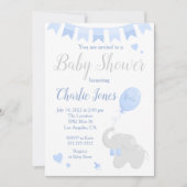 Niedlicher Elefant mit Balloon Baby Shower Boy Einladung (Vorderseite)