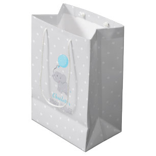 Niedlicher Elefant mit Balloon Baby Shower Boy Mittlere Geschenktüte