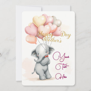Niedlicher Elefant mit Balloons und Personalisiert Feiertagskarte