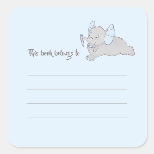 Niedlicher Elefant mit blauem Stift Quadratischer Aufkleber (Vorderseite)