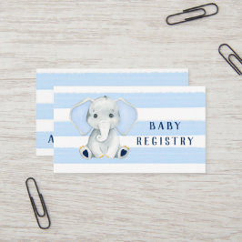 Niedlicher Elefant mit Blue Stripes-Baby-Registrie Visitenkarte