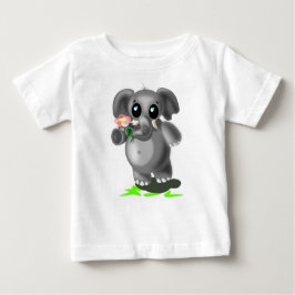 Niedlicher Elefant mit Blume Baby T - Shirt