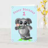 Niedlicher Elefant mit Blume Geburtskarte Karte (Gelbe Blume)