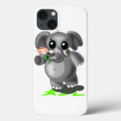 Niedlicher Elefant mit Blume iPhone Case (Rückseite)