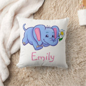 Niedlicher Elefant mit Blume Jungle Tiername Kissen (Decke)