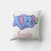 Niedlicher Elefant mit Blume Jungle Tiername Kissen (Rückseite)